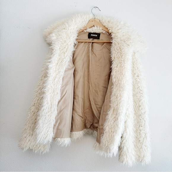 Reformation Teddy Faux Fur Jacket / White Fuzzy Coat - Picture 5 of 10